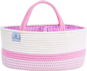 Cotton rope diaper caddy PINK