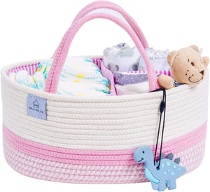 Cotton rope diaper caddy PINK