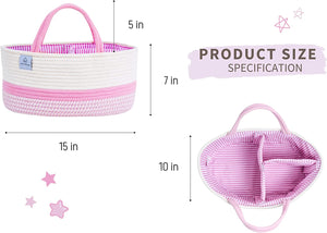 Cotton rope diaper caddy PINK