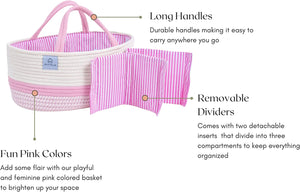 Cotton rope diaper caddy PINK