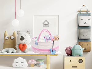 Cotton rope diaper caddy PINK