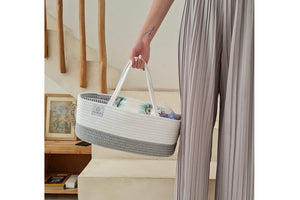 Large cotton rope diaper caddy GRAY