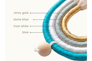 Macrame wall hanging BLUE GOLD - Mila Millie