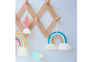 Macrame wall hanging BLUE GOLD - Mila Millie